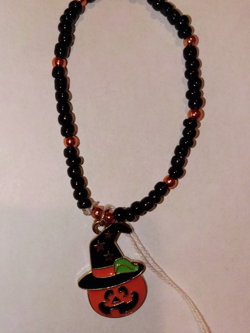 Halloween Pumpkin Charm Beaded Bracelet - Black & Orange